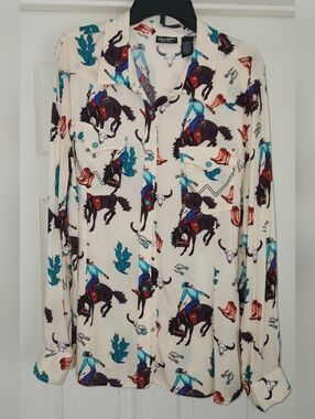 Western Snap Bucking Cowboy Shirt By Wrangler Retro , XXL, Great Used Condition